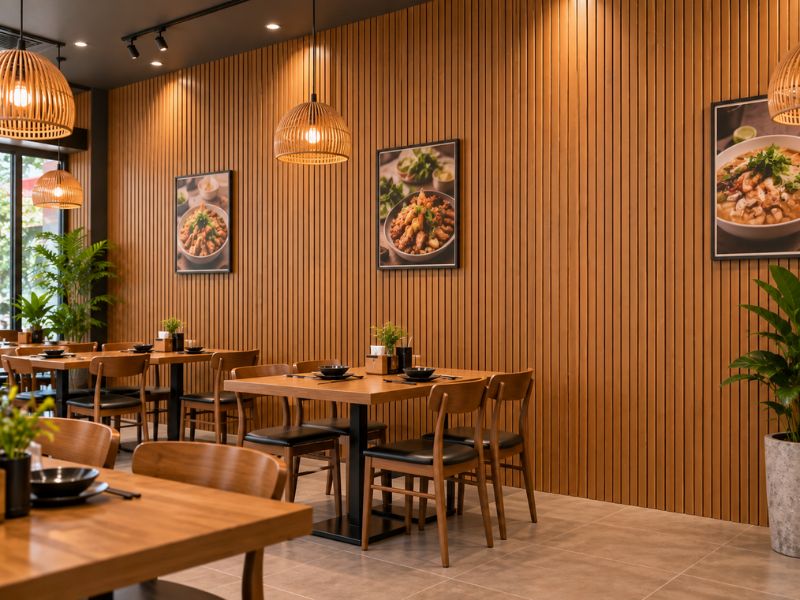 Tấm ốp lam 4 sóng thấp K-53 tại nhà hàng