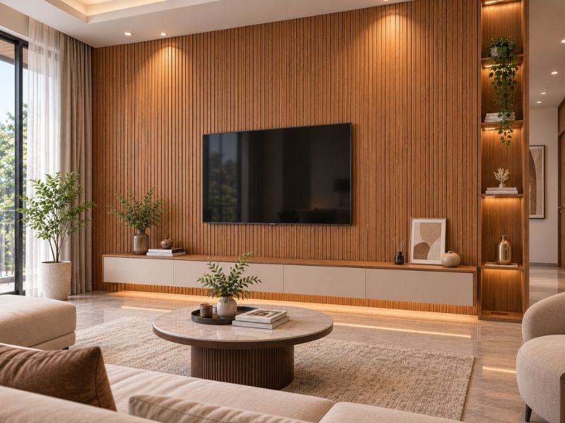 Tấm ốp lam 4 sóng thấp K-53 tại phòng khách
