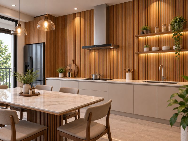 Tấm ốp lam 4 sóng thấp K-53 tại phòng bếp