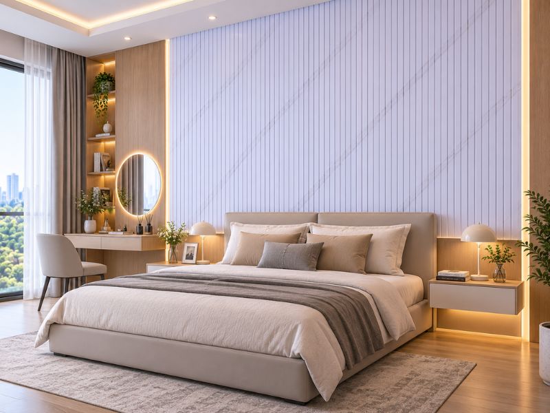 Tấm ốp lam 5 sóng thấp K-13 tại phòng ngủ