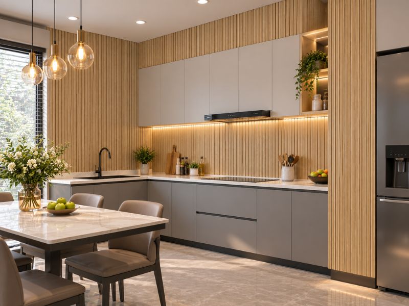 Tấm ốp lam 5 sóng thấp K-23 tại phòng bếp