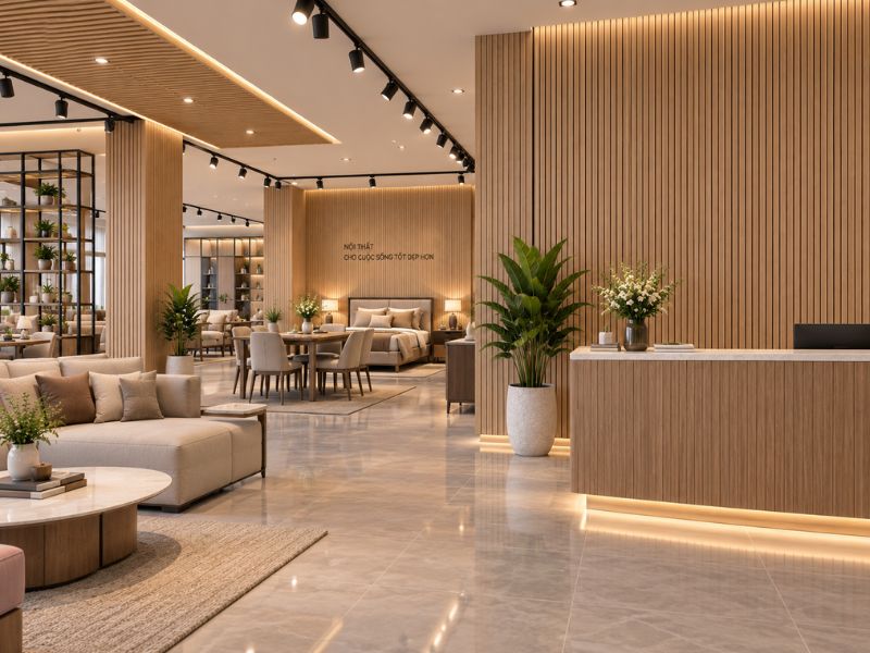 Tấm ốp lam 5 sóng thấp K-24 showroom nội thất