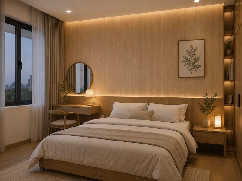 Tấm ốp Nano K-24 tại phòng ngủ