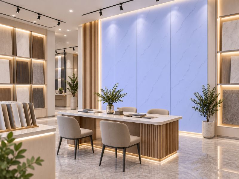 Tấm ốp Nano X-13 tại showroom nội thất