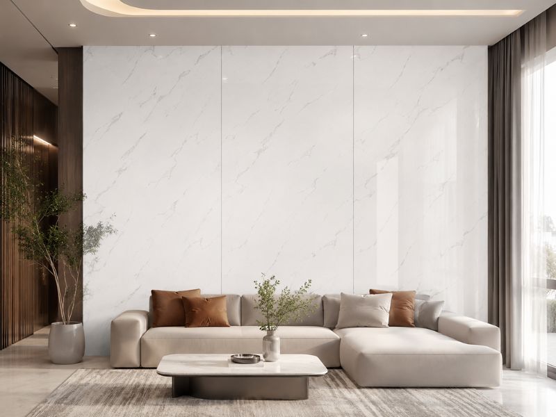 Tấm ốp PVC vân đá KT-01 tại phòng khách