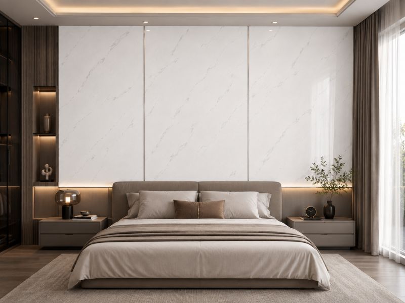 Tấm ốp PVC vân đá KT-01 tại phòng ngủ
