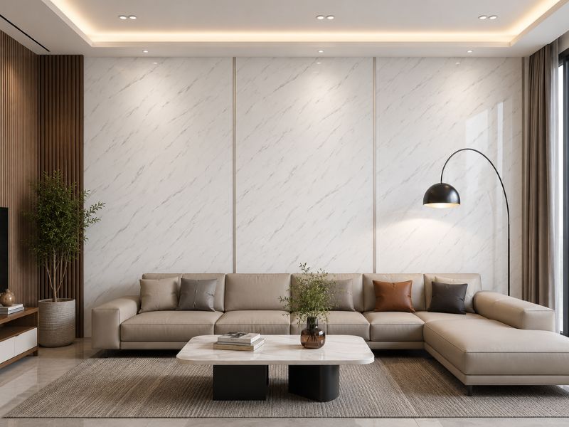 Tấm ốp PVC vân đá KT-04 phòng khách