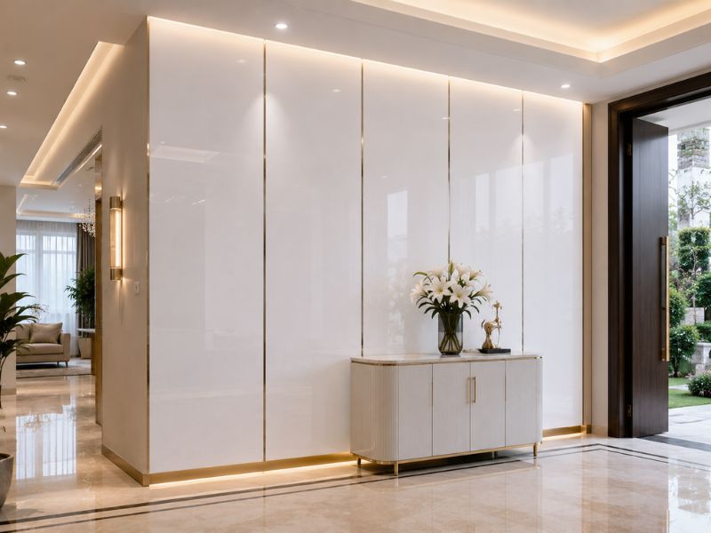 Tấm ốp PVC vân đá KT-06 tại sảnh vào nhà