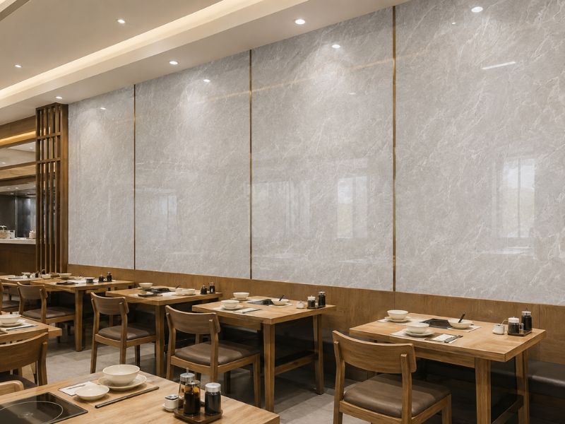 Tấm ốp PVC vân đá KT-07 tại quán ăn
