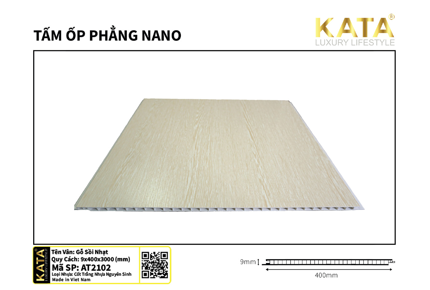 Tấm ốp nano AT2102 gỗ sồi nhạt