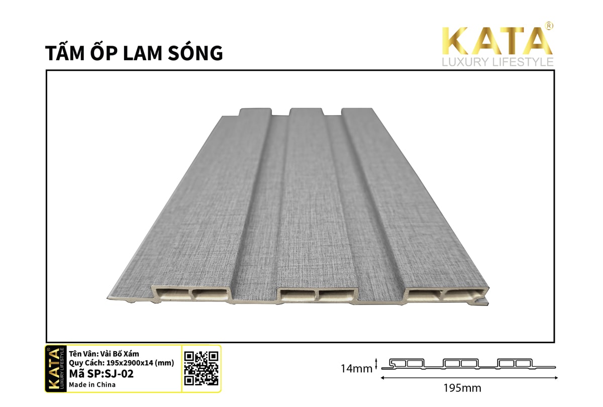 Tấm ốp lam sóng màu vải bố xám SJ-02