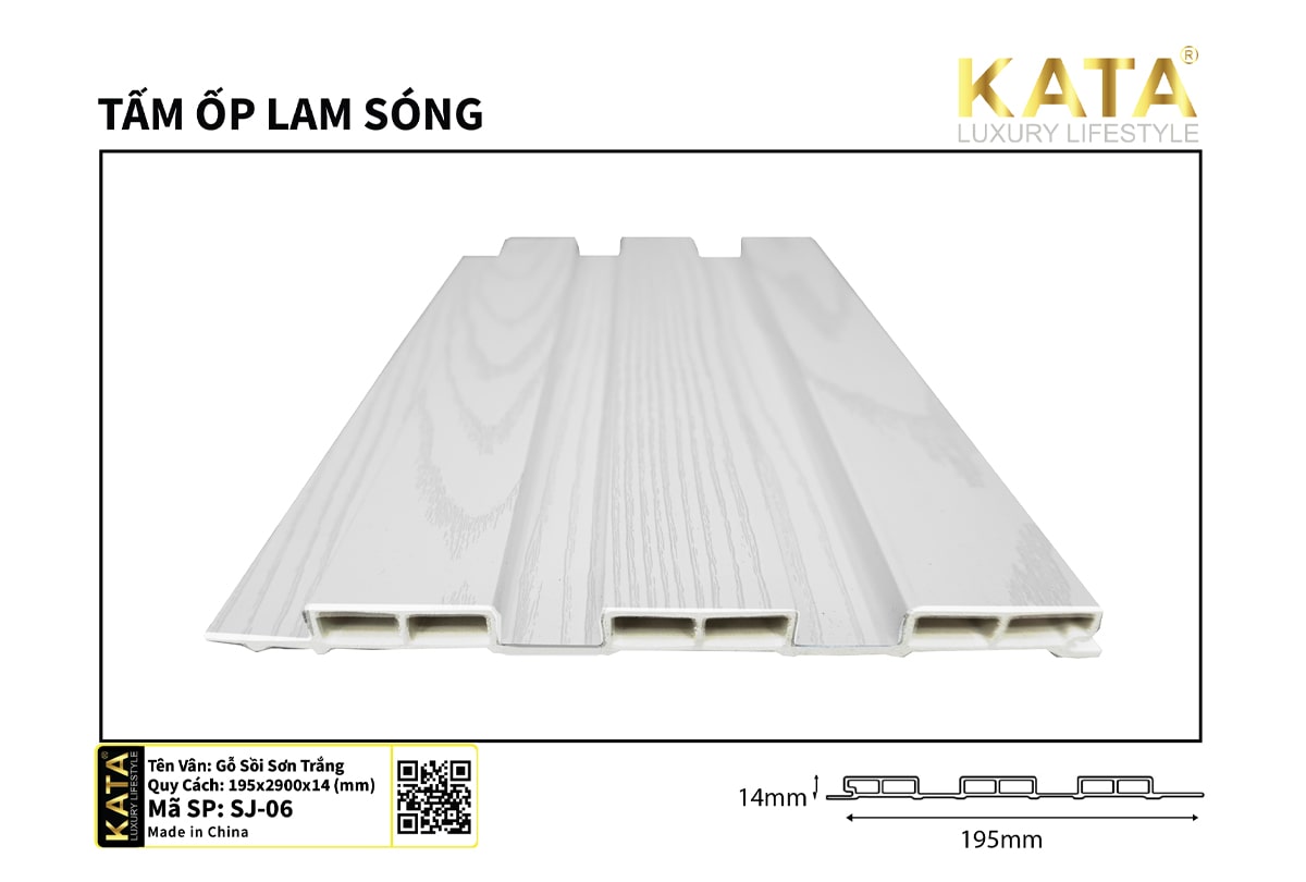Tấm ốp lam sóng gỗ Sồi sơn trắng SJ-06