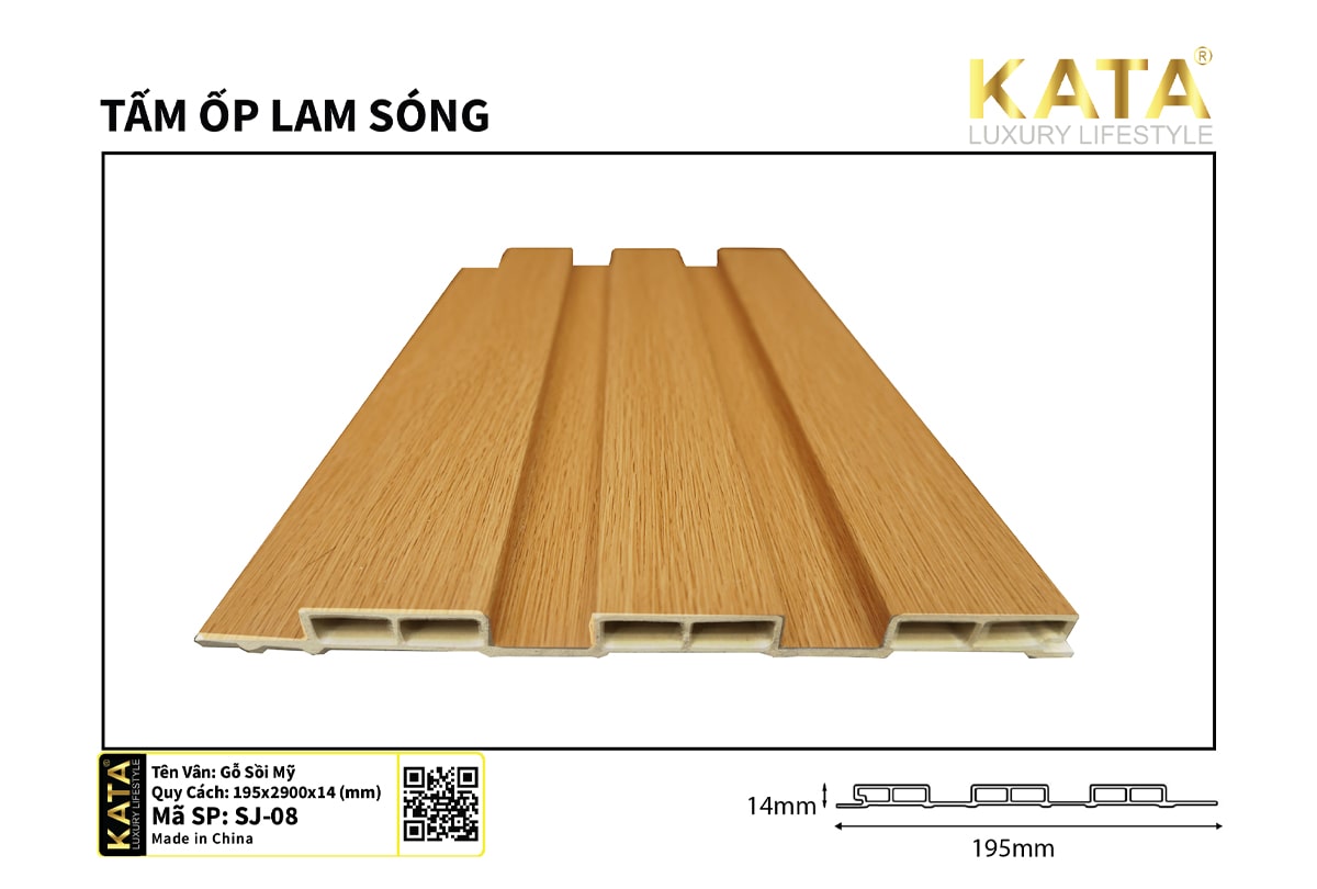 Tấm ốp lam sóng gỗ sồi mỹ SJ-08