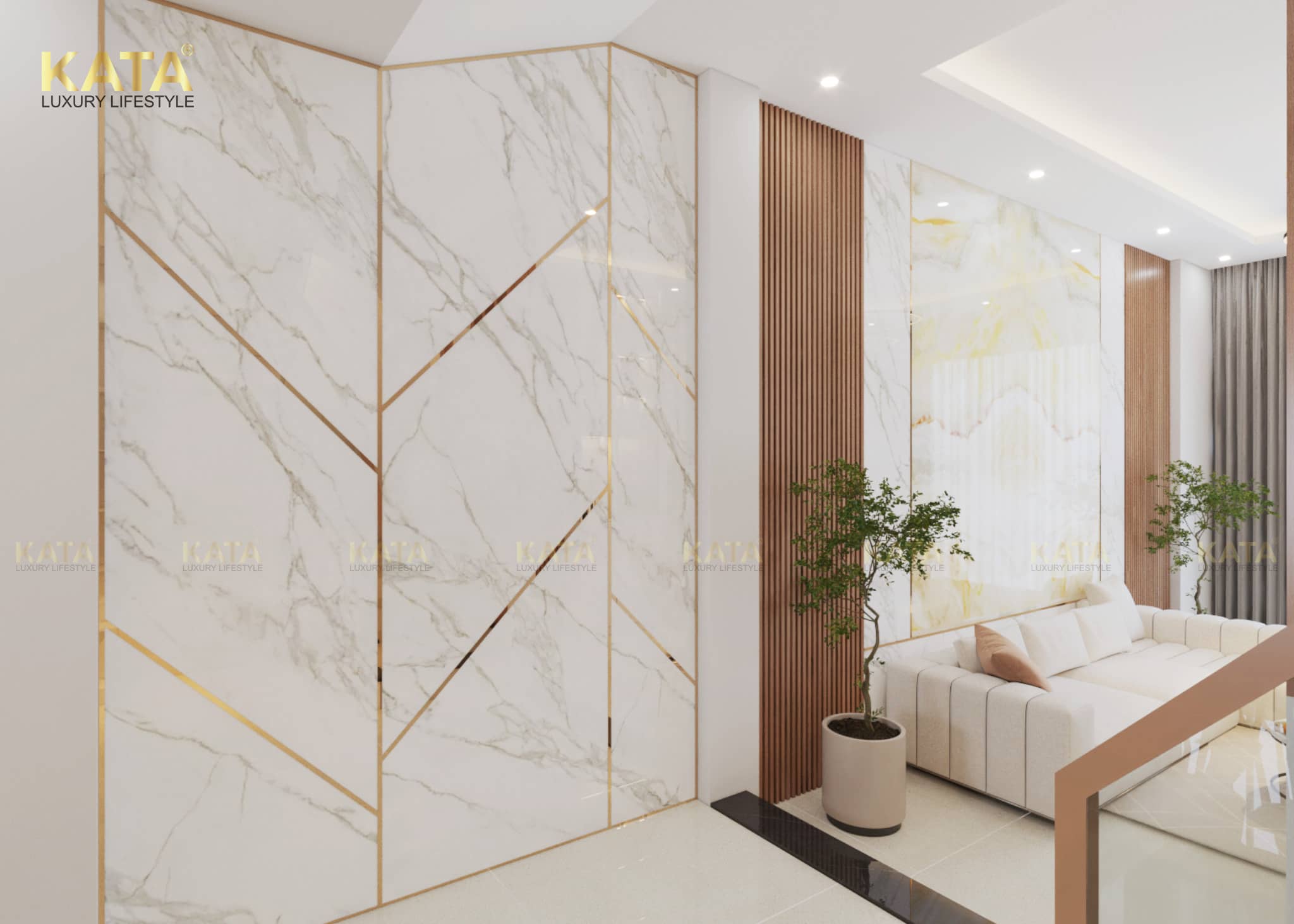 Ưu điểm tấm pvc ốp tường phòng khách mà gạch hay gỗ khó làm được