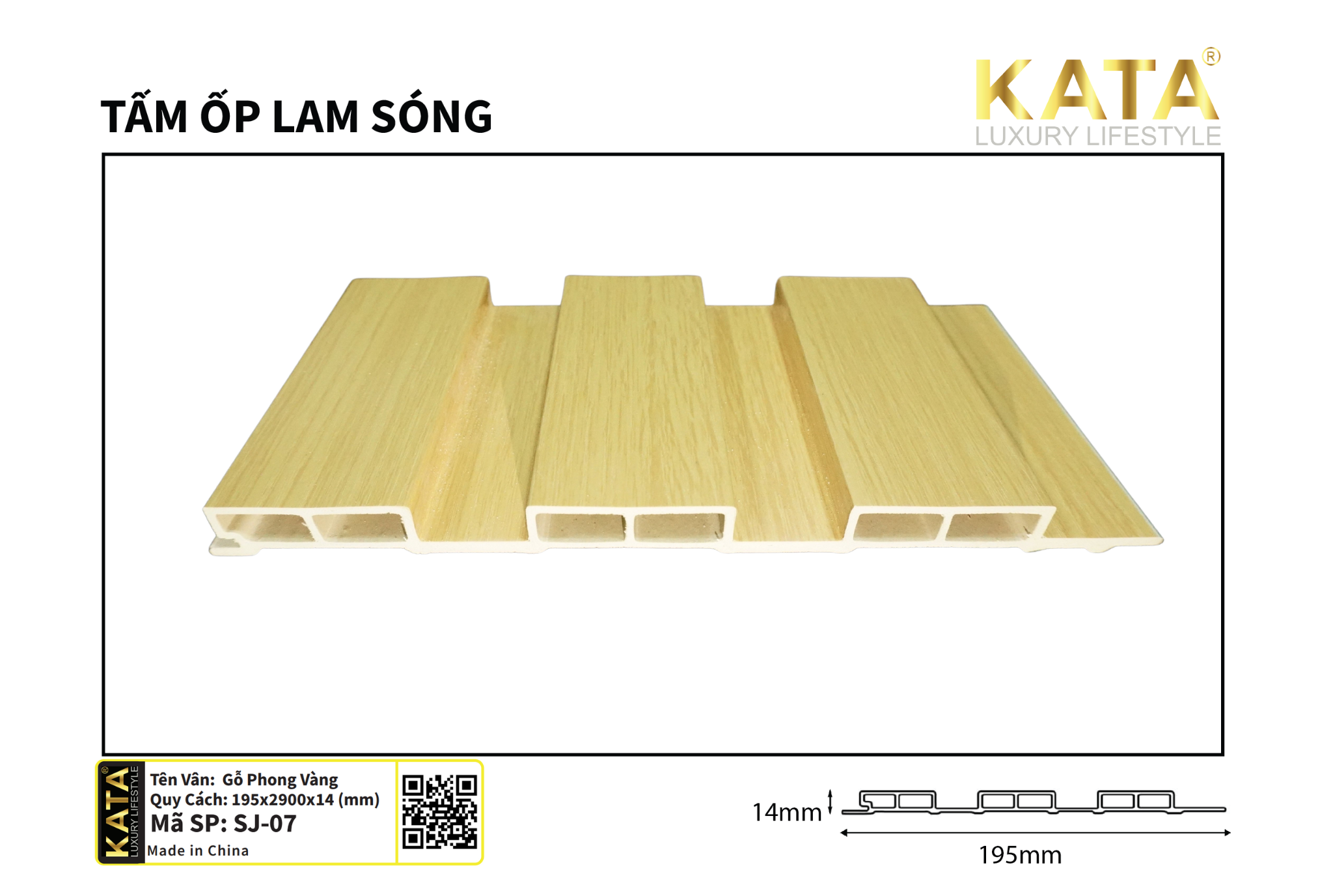 Tấm ốp lam sóng gỗ phong vàng SJ-07