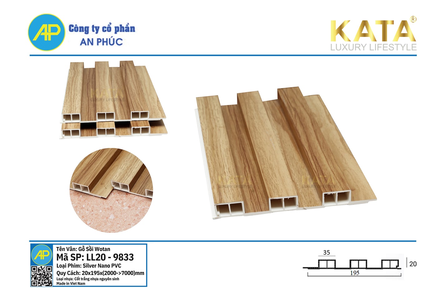 Tấm ốp lam sóng lớn cao LL20-9833
