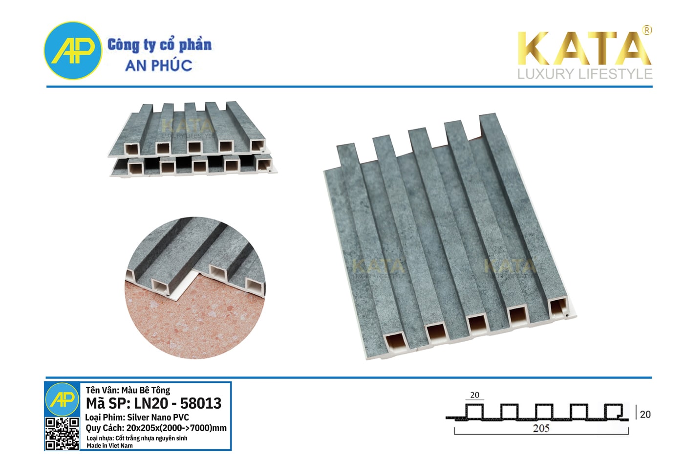 Tấm ốp lam sóng nhỏ cao 20mm 58013