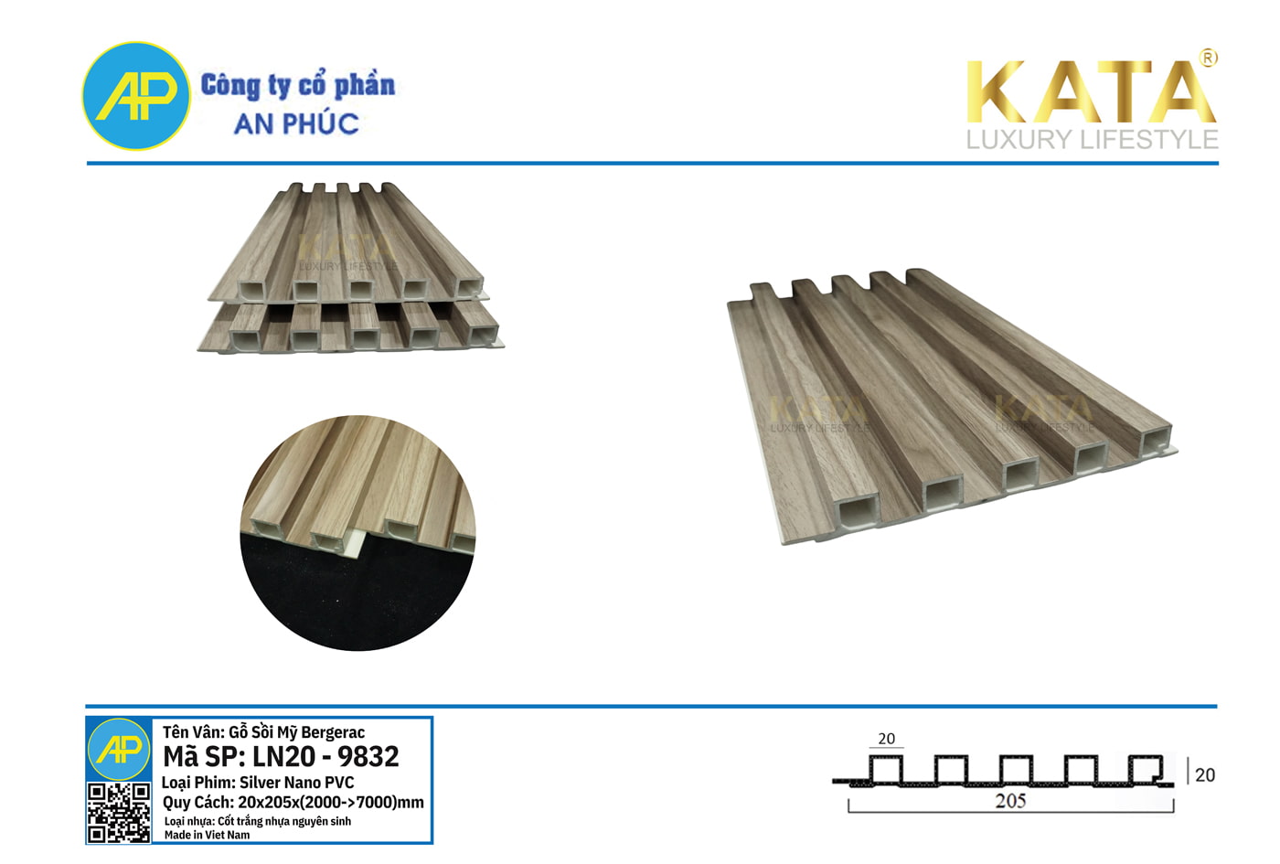 Tấm ốp lam sóng nhỏ cao 20mm 9832