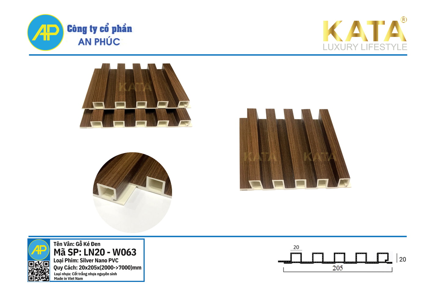 Tấm ốp lam sóng nhỏ cao 20mm W063