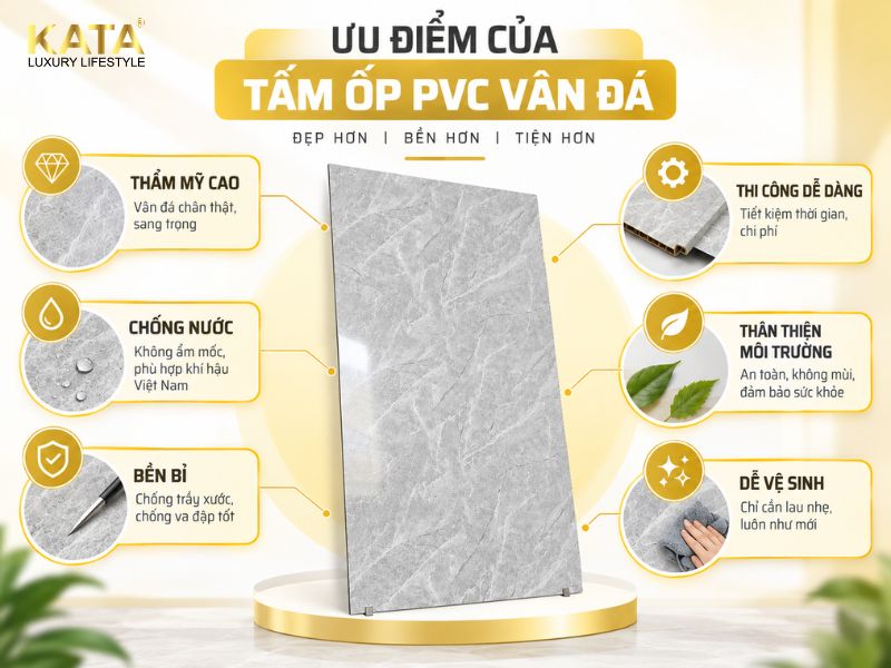 Ưu điểm của tấm PVC vân đá